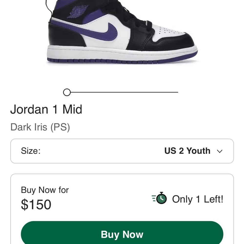 Nike Kids Sneakers in Black, White, and Purple